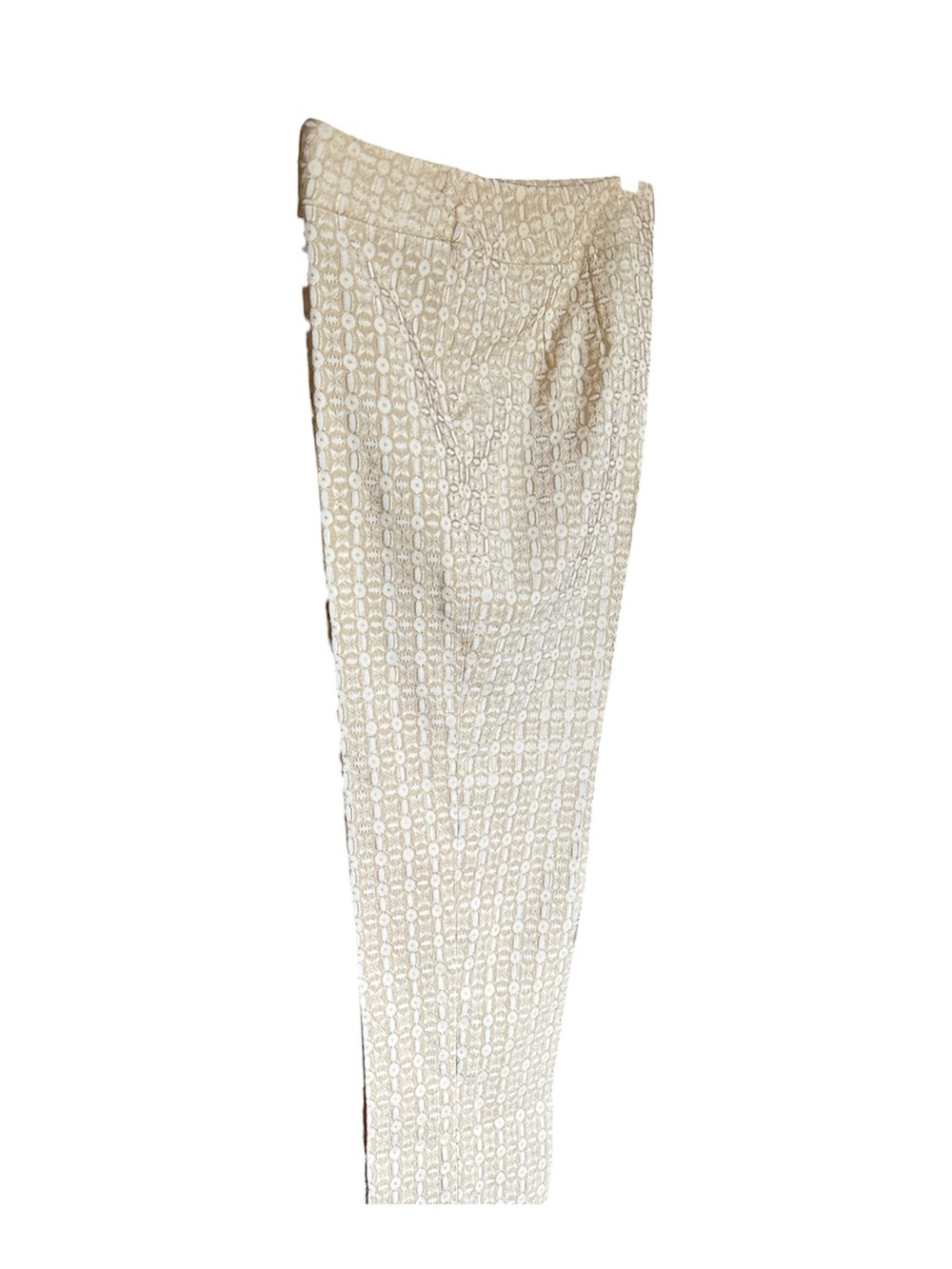 Talbots Cream Geometric Print Straight Pants